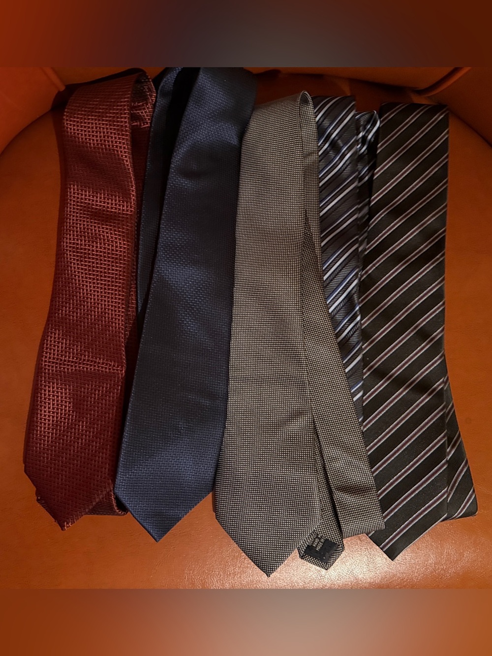 Men's Classic Multi-Tie Set - Burgundy, Navy, Gray, Black. never worn